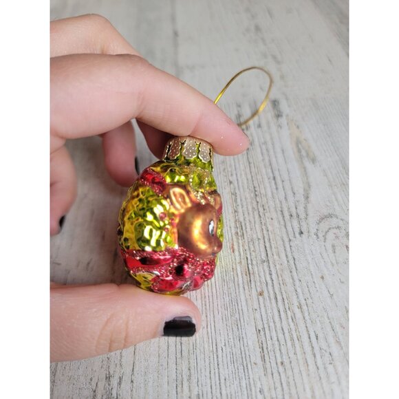 Mini glass reindeer wreath ornament Xmas rudolph - Picture 3 of 5